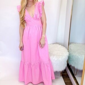 Pink Ruffled Maxi Dress